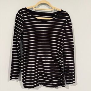 BumpStart Black and White Striped Long Sleeve Maternity Top